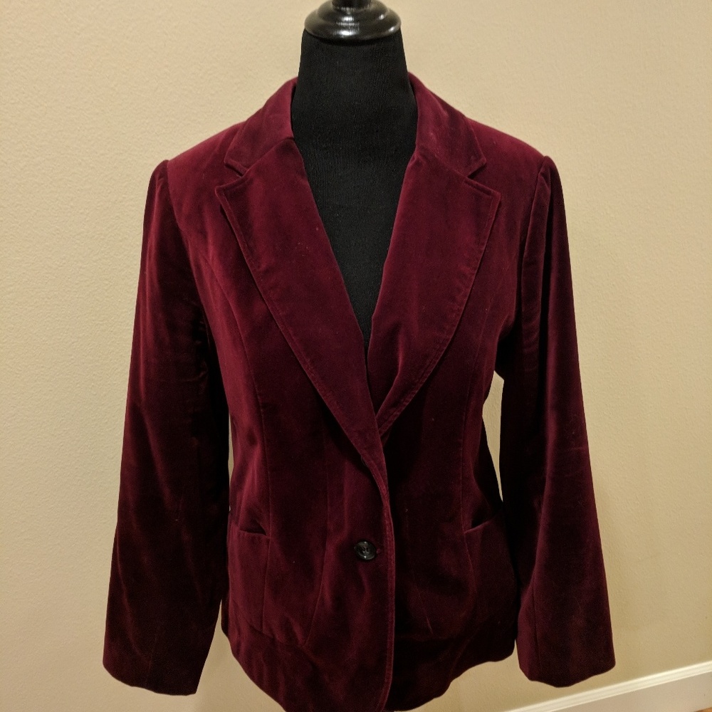 Burgundy velvet blazer